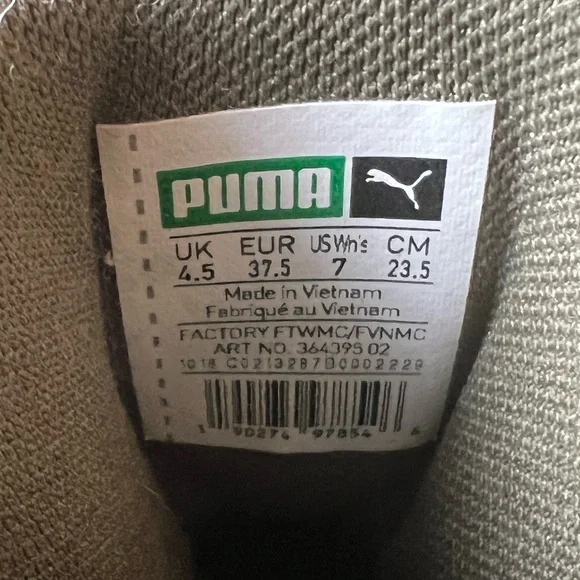 Women’s size 7 Olive suede high top Puma sneaker - Picture 3 of 6